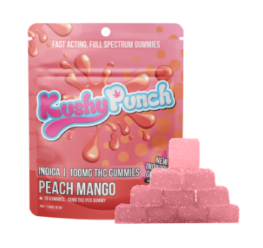 Kushy Punch Indica Peach Mango Individual Gummies