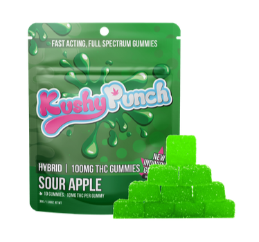 Kushy Punch Hybrid Sour Apple Individual Gummies